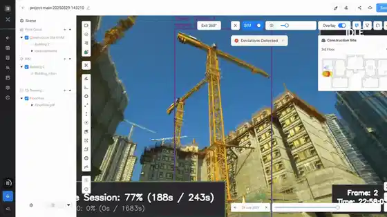 Tower crane and machinery utilization dashboard